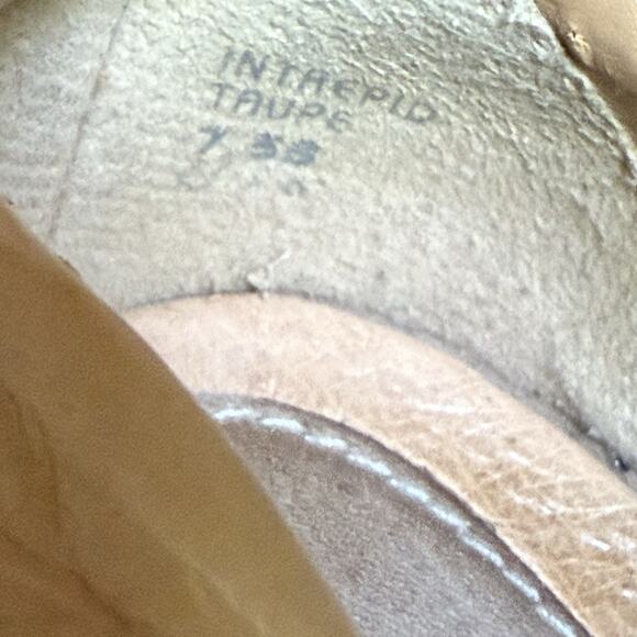 Women's Earth Intrepid Sz 7.5B Tan Leather Ankle Peep Toe Sandal Heels Shoes - Picture 8 of 11